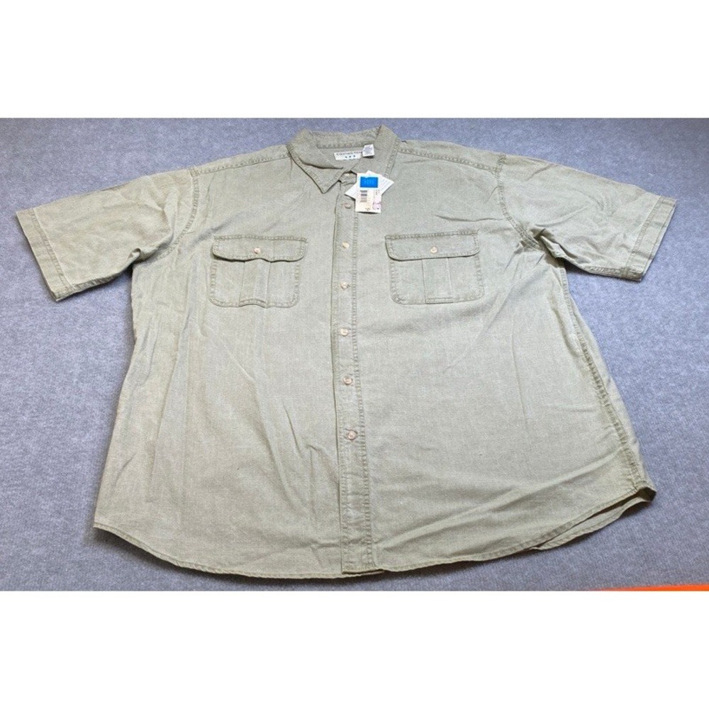 NWT Covington Button Down Shirt Mens XL Green Short Sleeve Cotton Pigment Camp